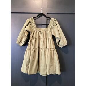 Wisteria Lane cotton Tiered Square Neck Gathered Sleeve Mini baby doll Dress S